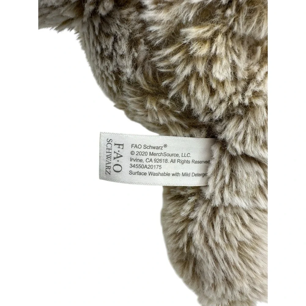 FAO Schwarz Teddy Bear Brown with‎ Red on Foot Plush Stuffed Animal 13